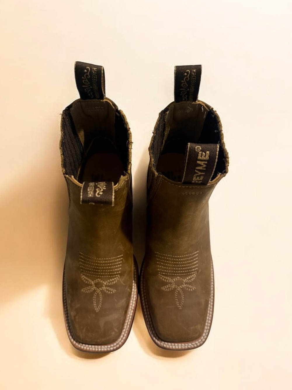 Café brown cowgirl ankle boots for women, US size 6 - Picture 2 of 12